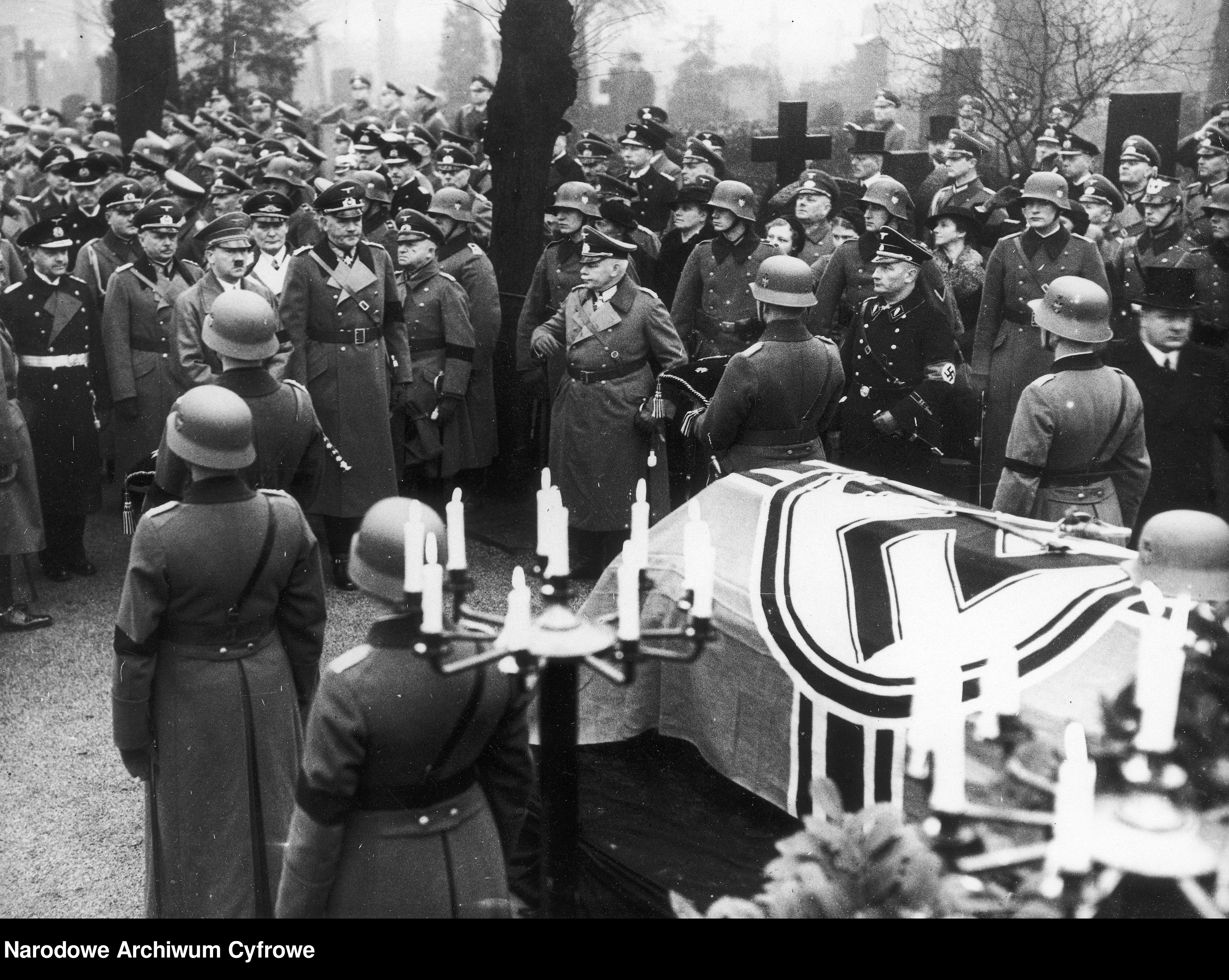 Adolf Hitler and Field Marshal Werner von Blomberg at the funeral of Hans von Seeckt at the Invalidenfriedhof in Berlin